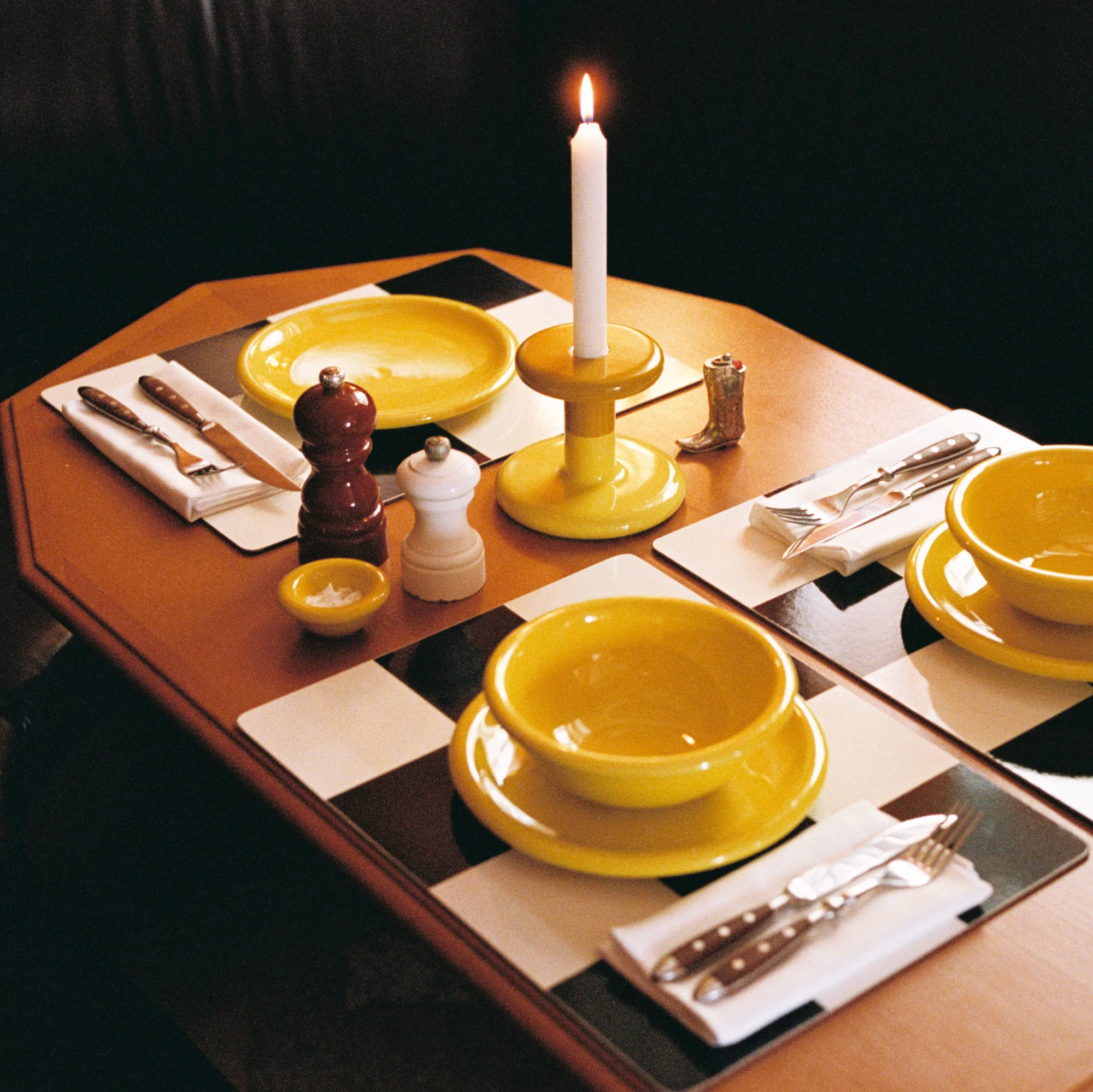 Check Placemat, Cream + Black, Set of 2 - Image 2