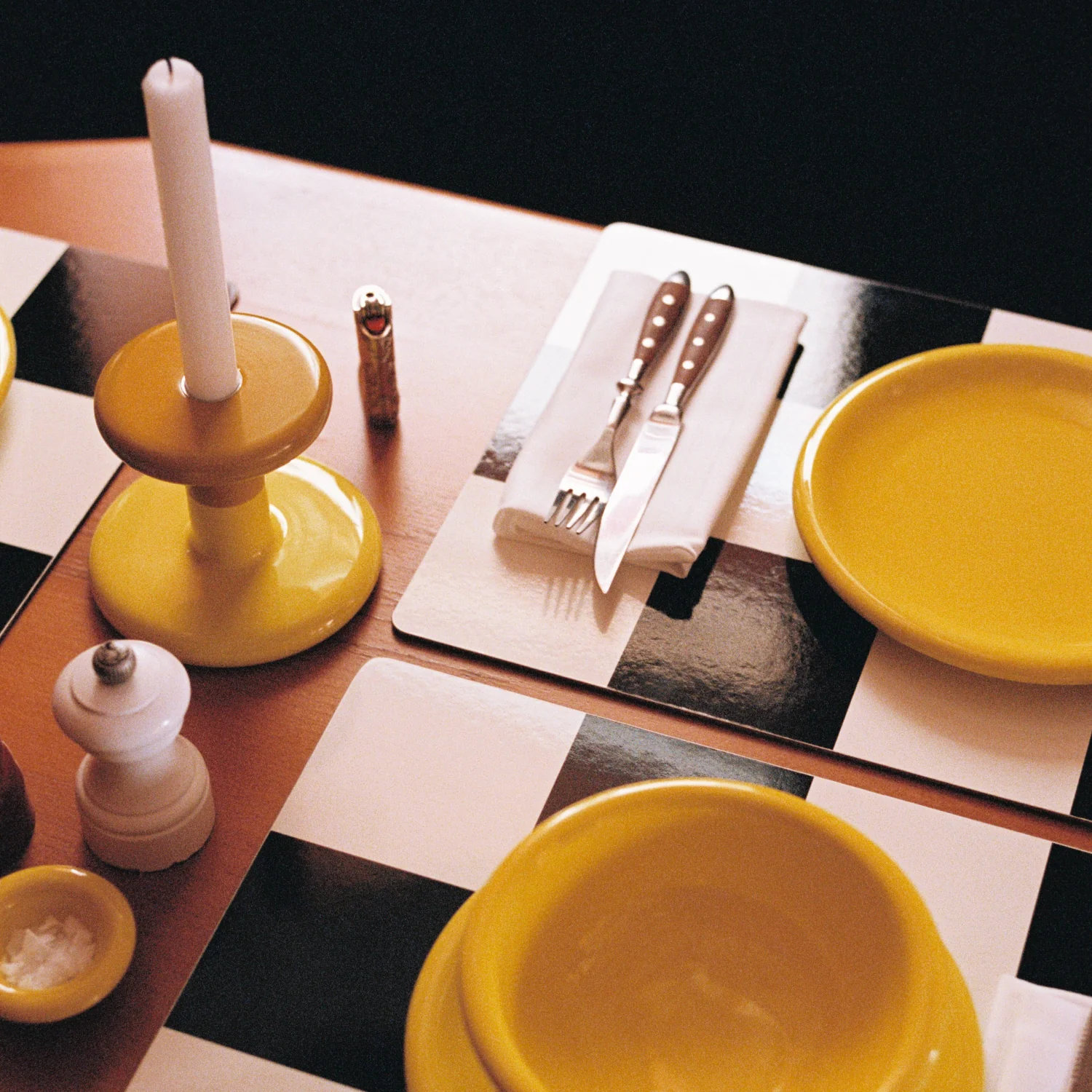Check Placemat, Cream + Black, Set of 2 - Image 4