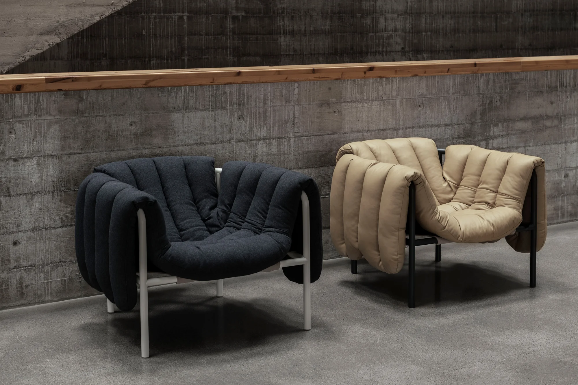 Puffy Lounge Chair, Black Grey - Image 3