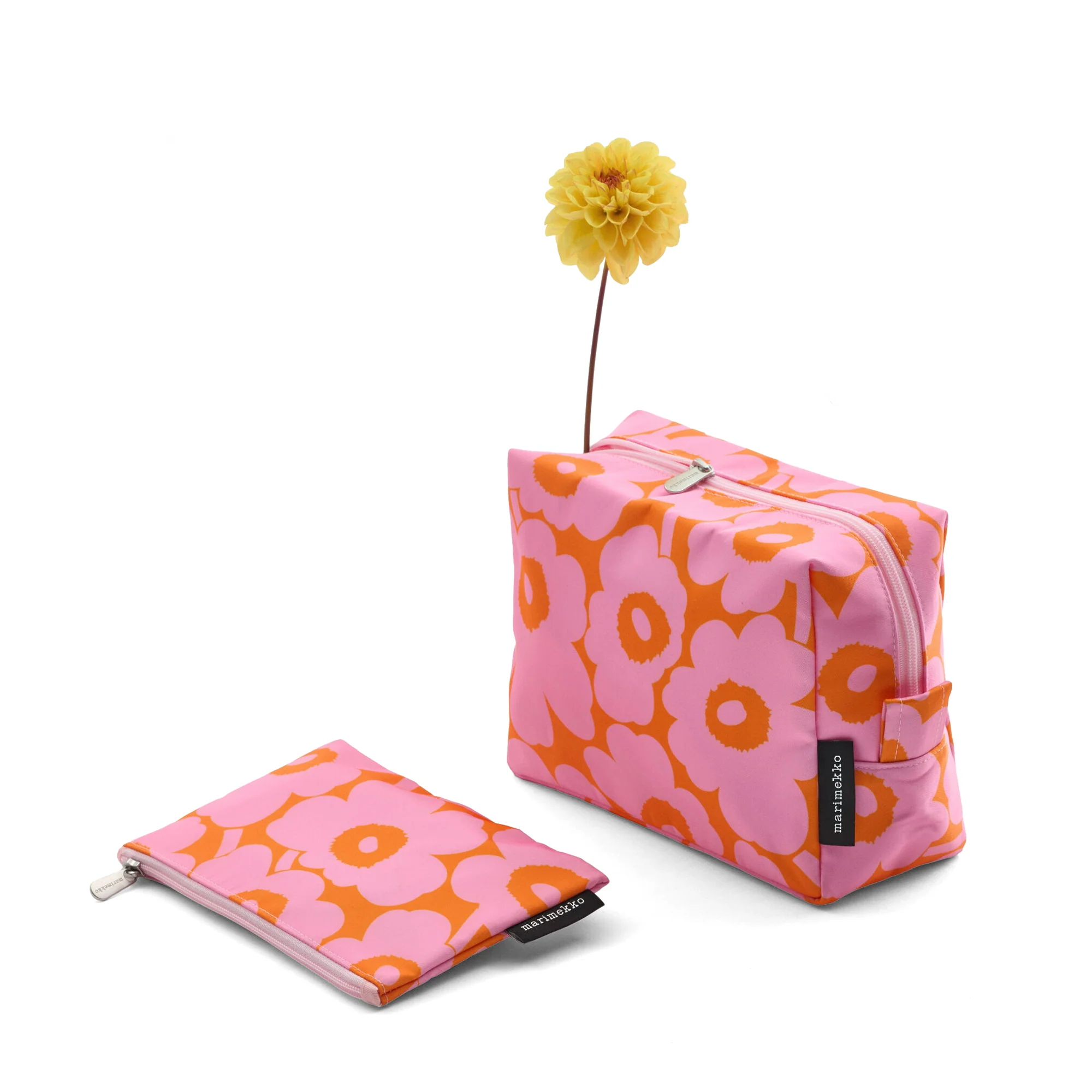 Vilja Mini Unikko Cosmetic Bag, Orange + Pink - Image 2