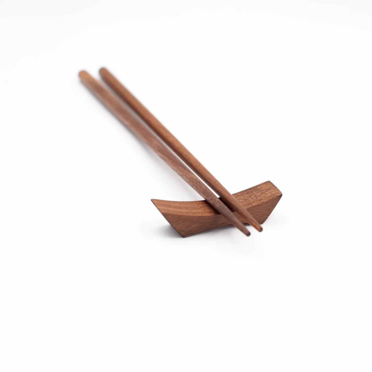 Walnut Chopsticks and Rest Set, 9 in - Image 3